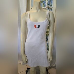 University of Miami White Mini Tank Dress Recess Apparel Medium Embroiderd Logo